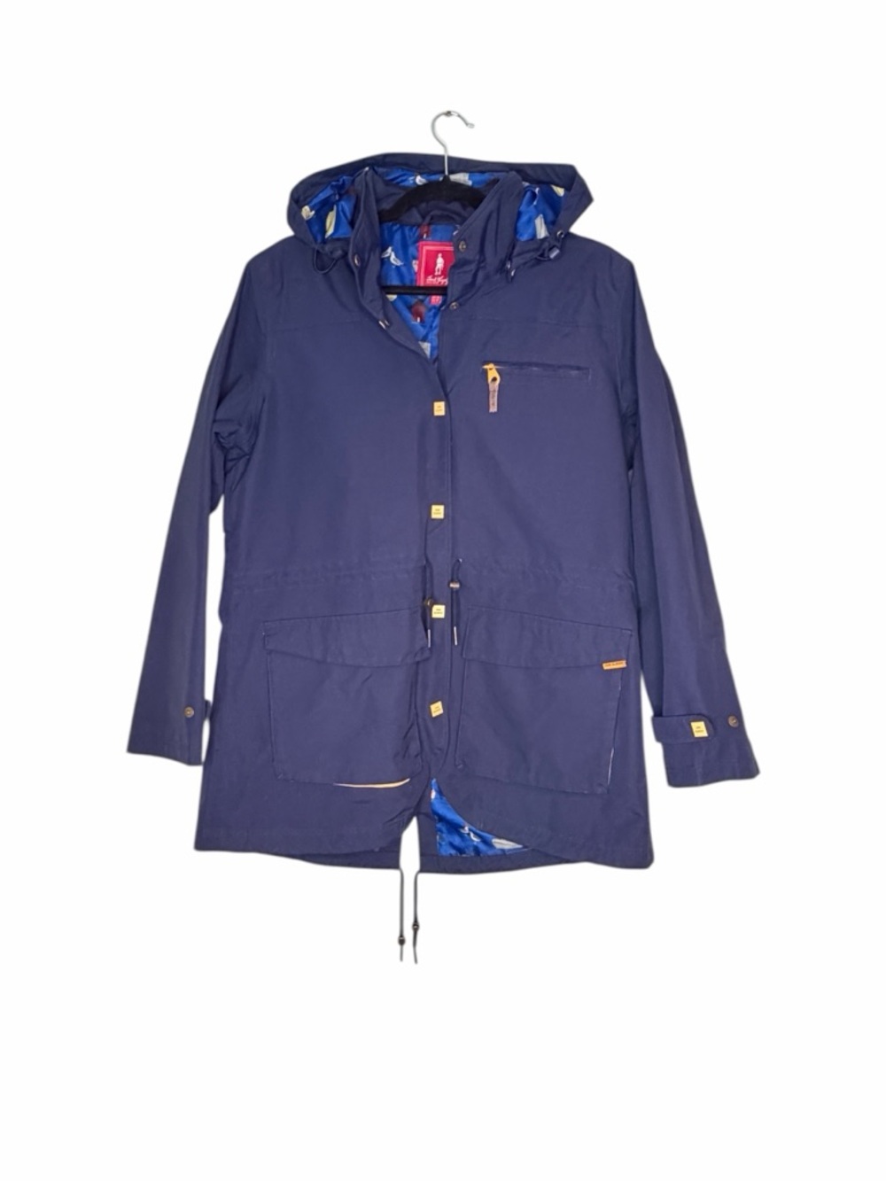 Women's Jack Murphy Hooded Navy Blue Nylon Utility Jacket with Snap Front